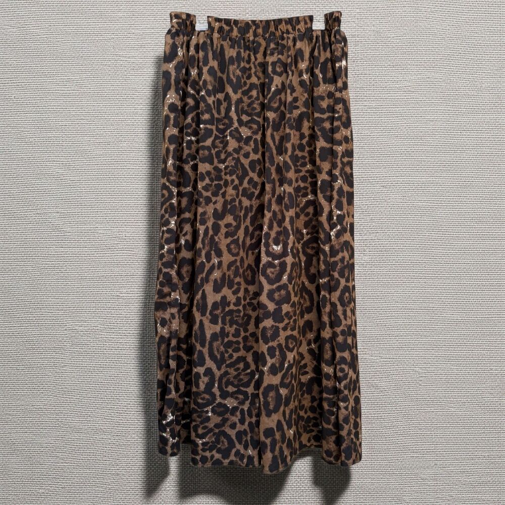 Shein Curve 0XL Leopard Maxi Skirt Women Brown Polyester Flowy Animal Print Boho
